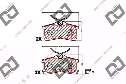 Комплект тормозных колодок, дисковый тормоз DJ PARTS BP1605